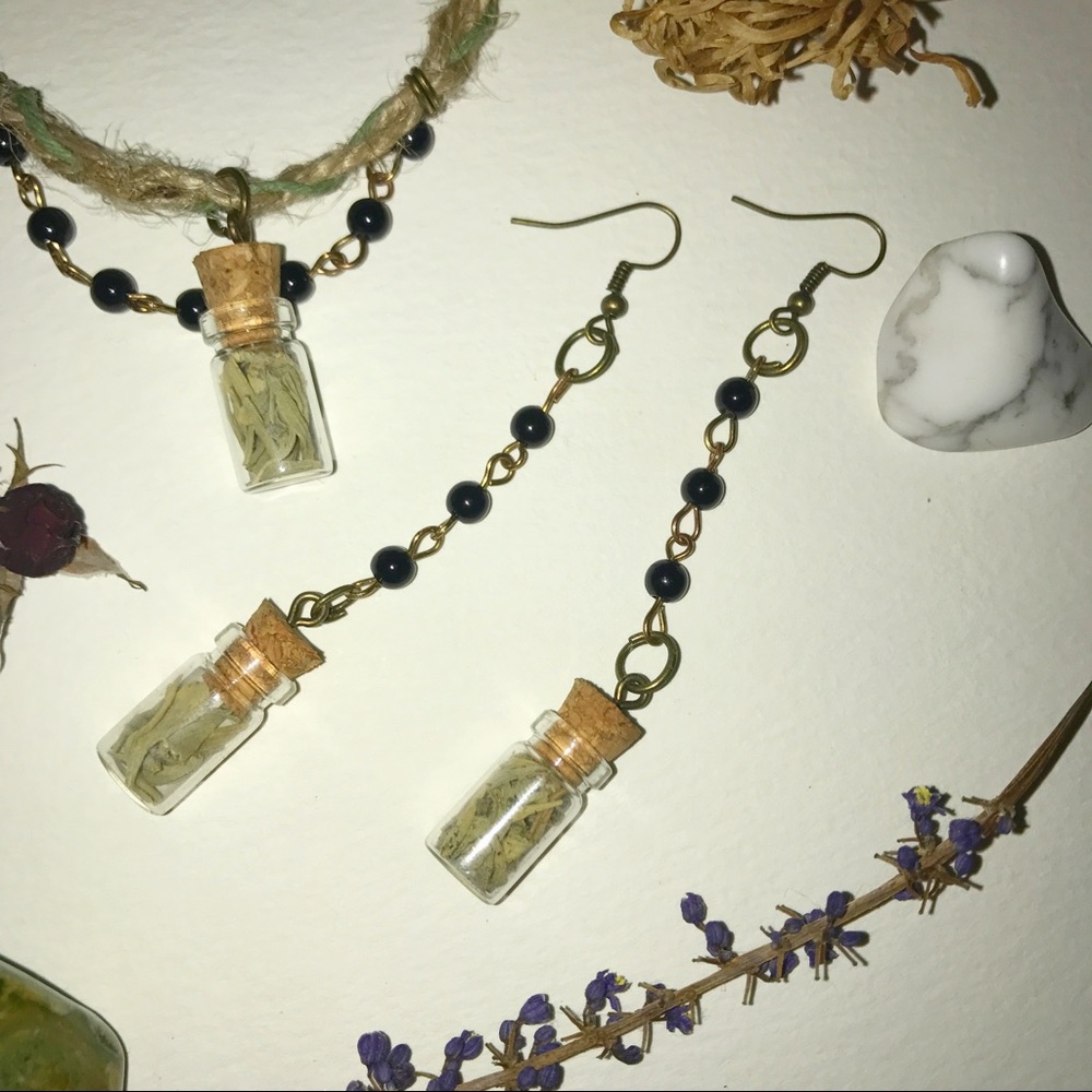 Handmade miniature bottle earrings